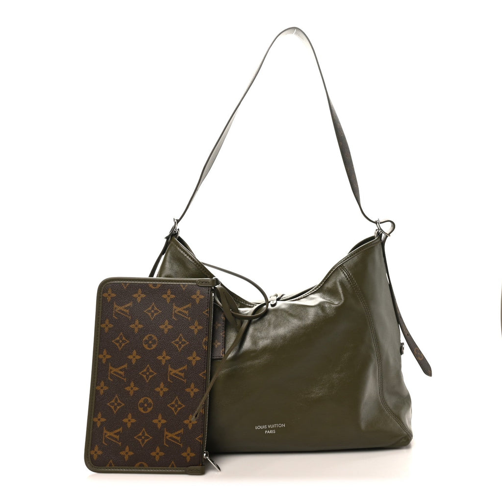 Louis Vuitton Lambskin CarryAll Vibe MM Dark Kaki