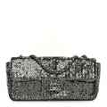 Chanel Sequin East West Flap Dark Silver