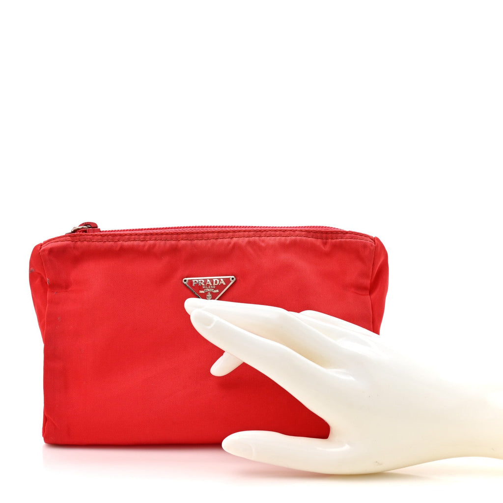 Prada Tessuto Nylon Vela Cosmetic Pouch Rosso
