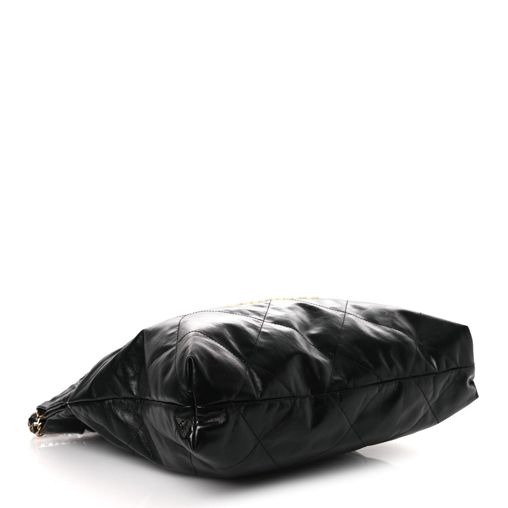 Chanel Shiny Calfskin Quilted Chanel 22 Black White