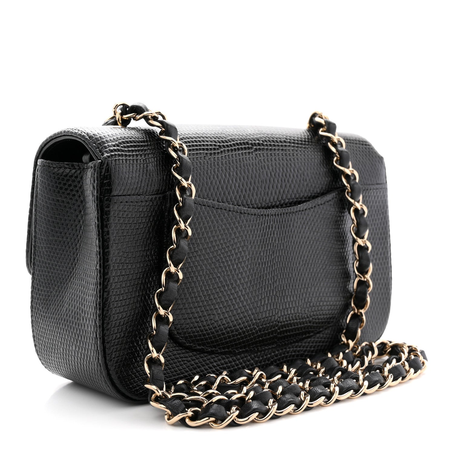 Chanel Lizard Mini Rectangular Flap Black