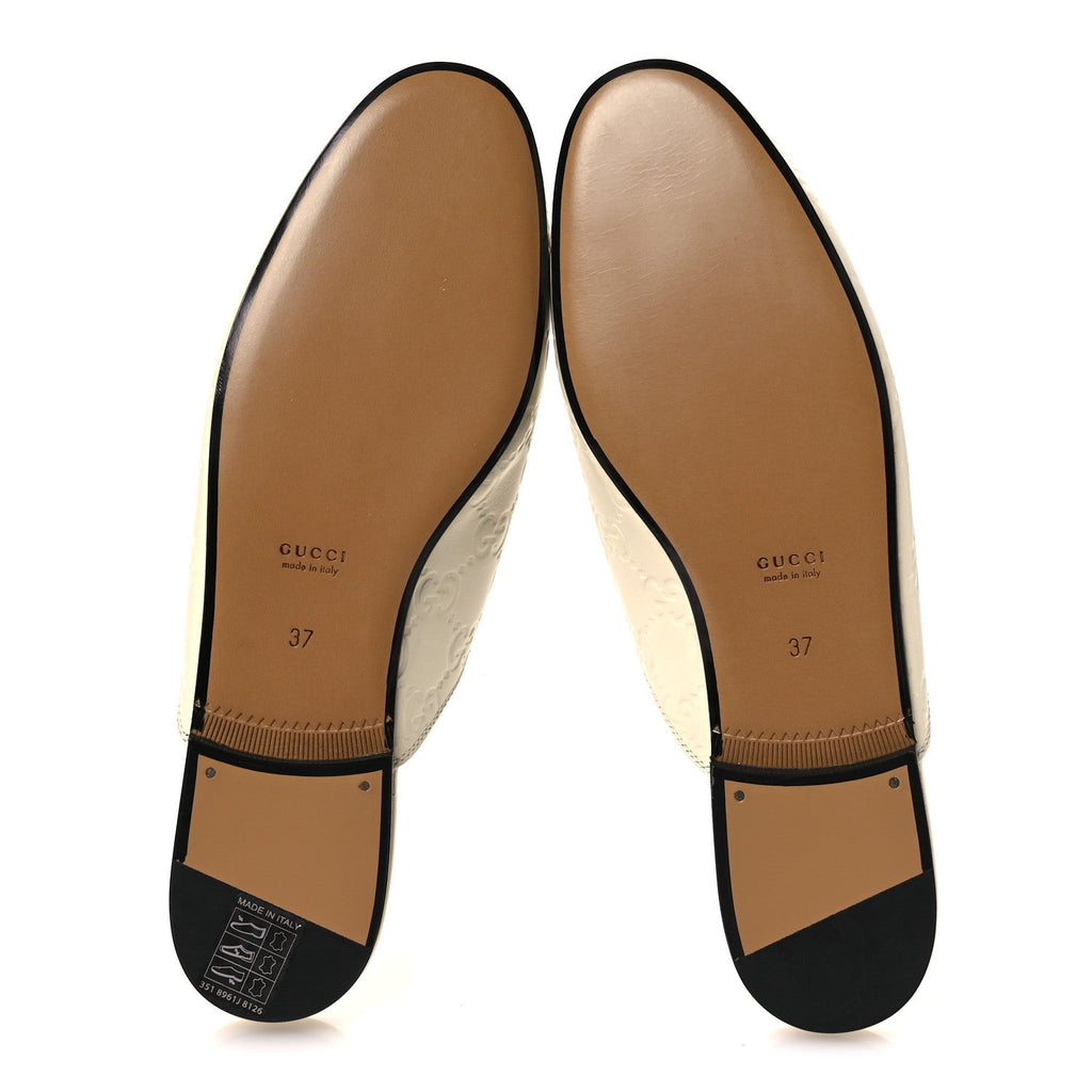 Gucci Glamour Calfskin Guccissima Womens Princetown Slippers 37 New Ivoire