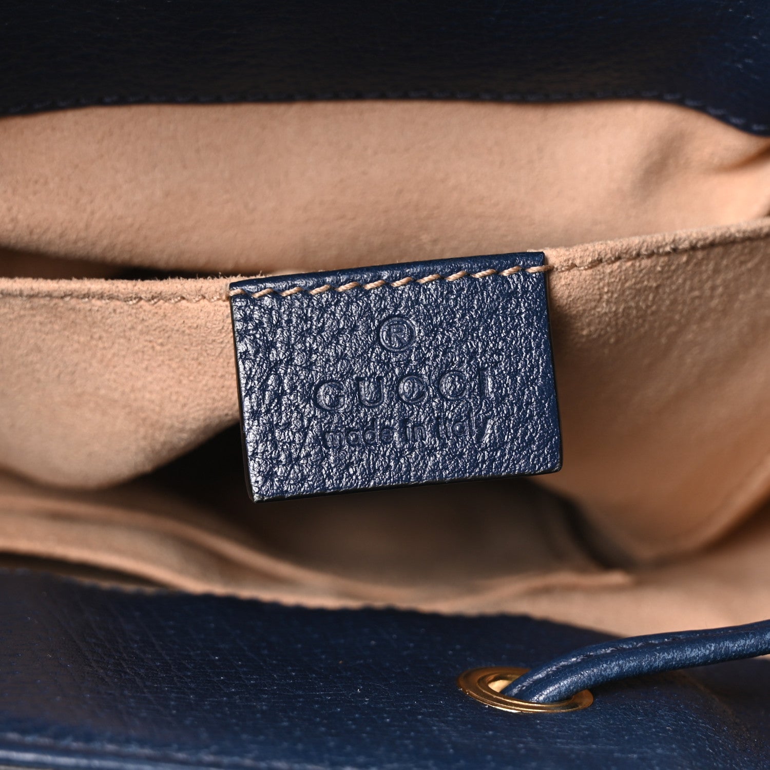 Gucci Soft Textured Calfskin Web Small Ophidia Bucket Bag Blue Agata