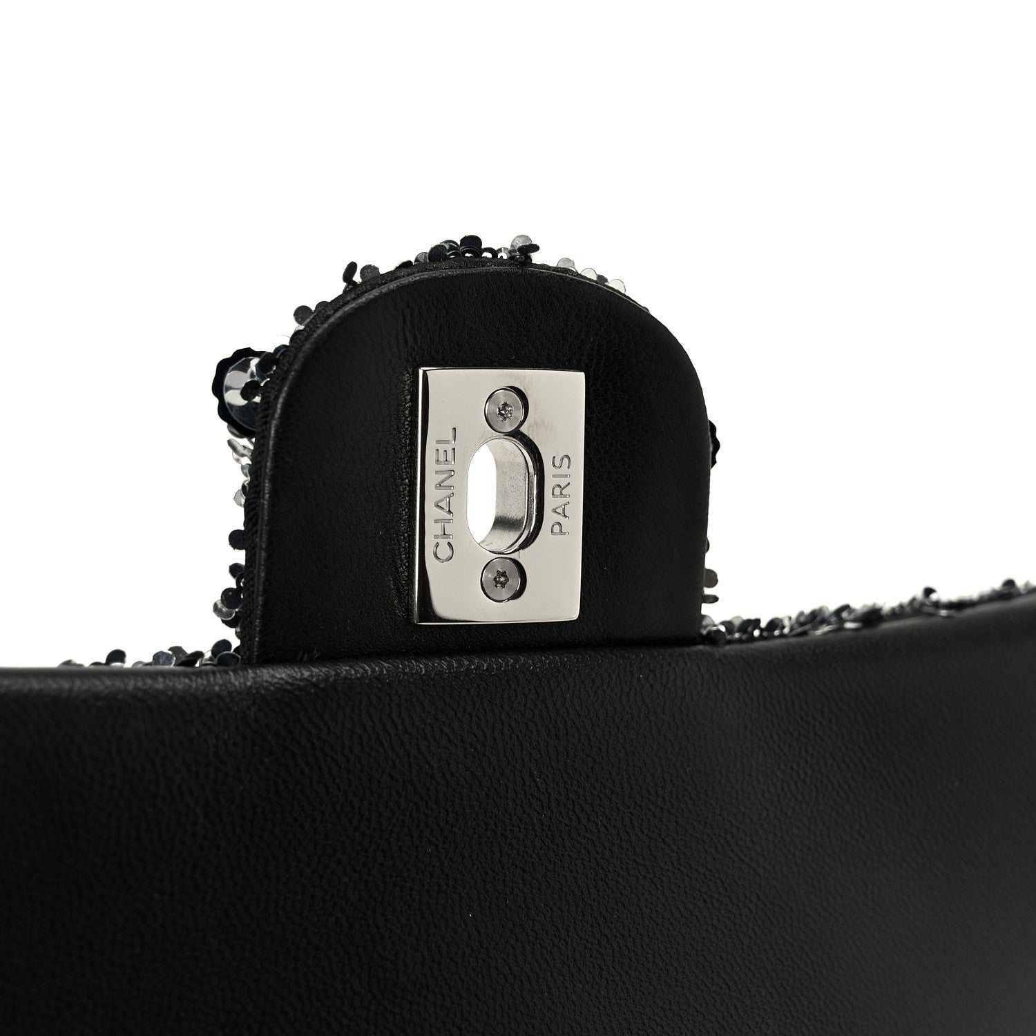 Chanel Sequin Quilted Small Single Flap Silver Black