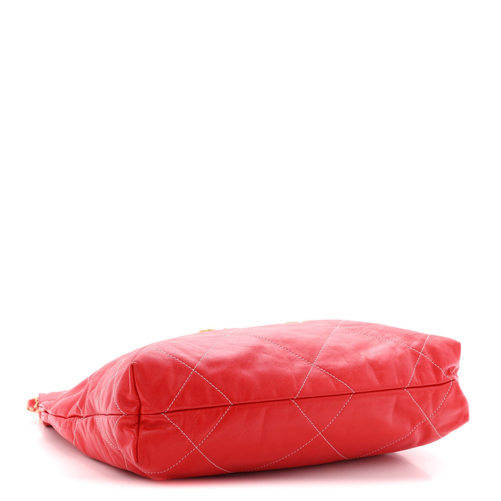 Chanel Shiny Calfskin Stitched Quilted Small Chanel 22 Red