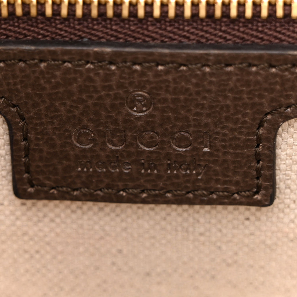 Gucci GG Supreme Monogram Web Small Ophidia Top Handle Bag Beige Ebony