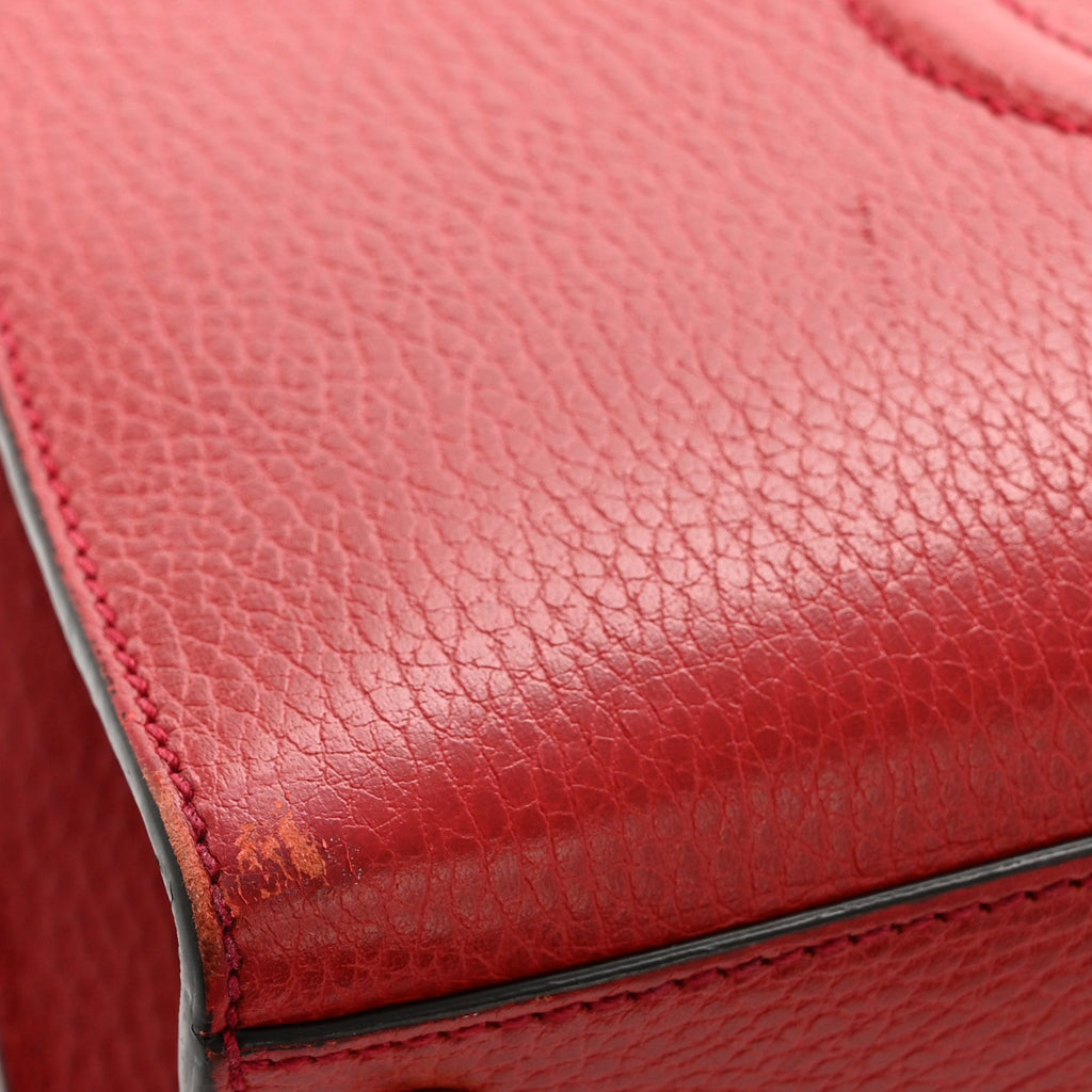Gucci Dollar Calfskin Medium Soho Top Handle Satchel Hibiscus Red