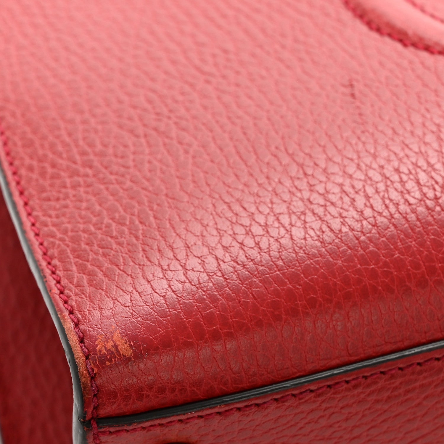 Gucci Dollar Calfskin Medium Soho Top Handle Satchel Hibiscus Red