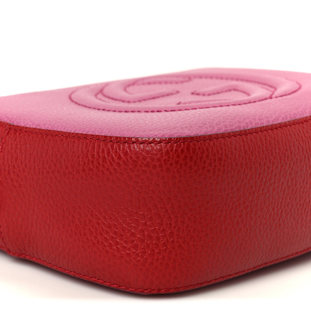 Gucci Dollar Calfskin Bi-Color Small Soho Disco Bag New Rosette Hibiscus Red