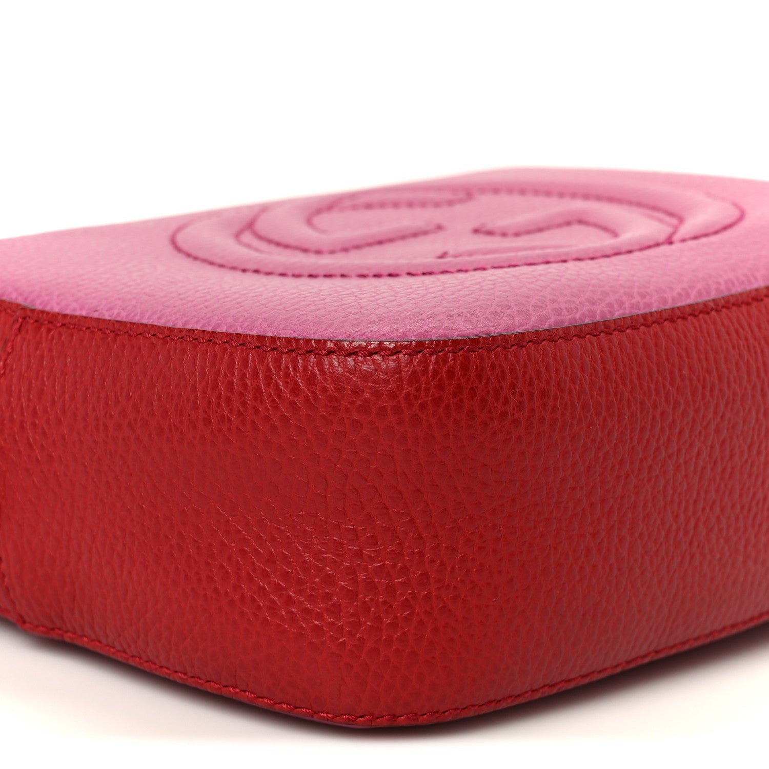 Gucci Dollar Calfskin Bi-Color Small Soho Disco Bag New Rosette Hibiscus Red