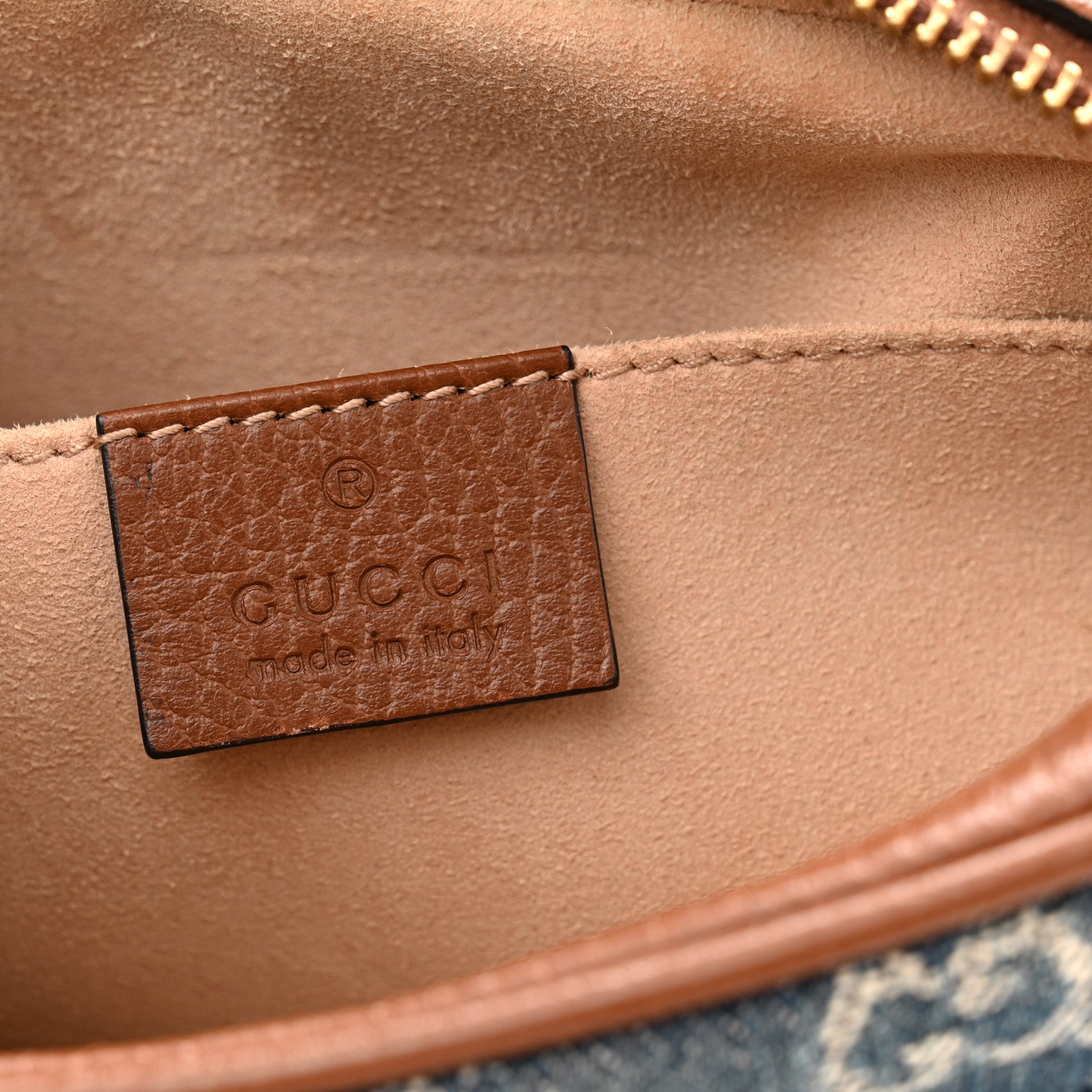 Gucci New Denim GG Monogram Dollar Calfskin Mini Ophidia Shoulder Bag Blue Tea Cuir Epilog