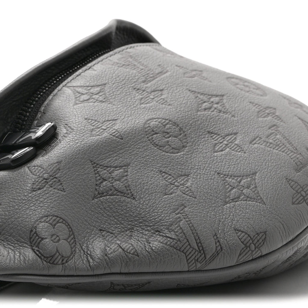 Louis Vuitton Calfskin Monogram Shadow Discovery Bumbag PM Gray