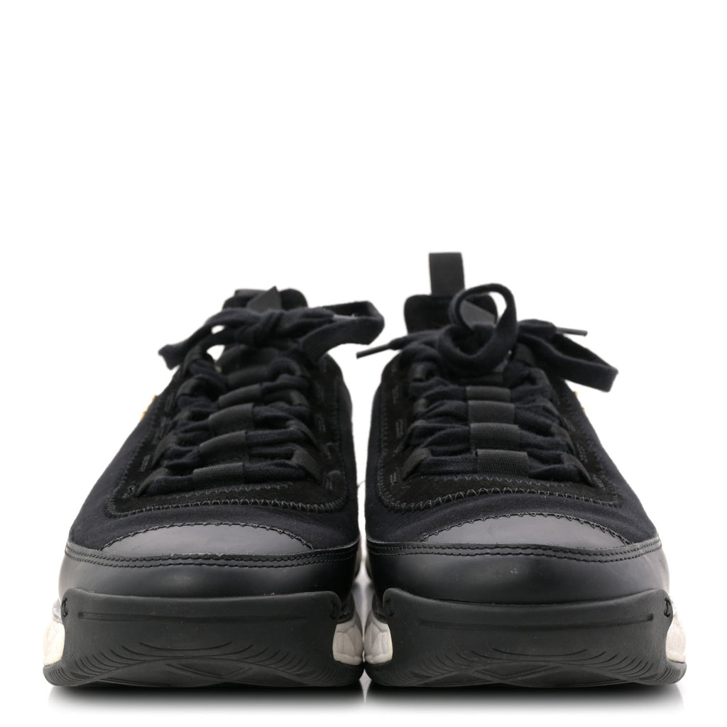Chanel Velvet Calfskin Mixed Fibers CC Sneakers 40 Black