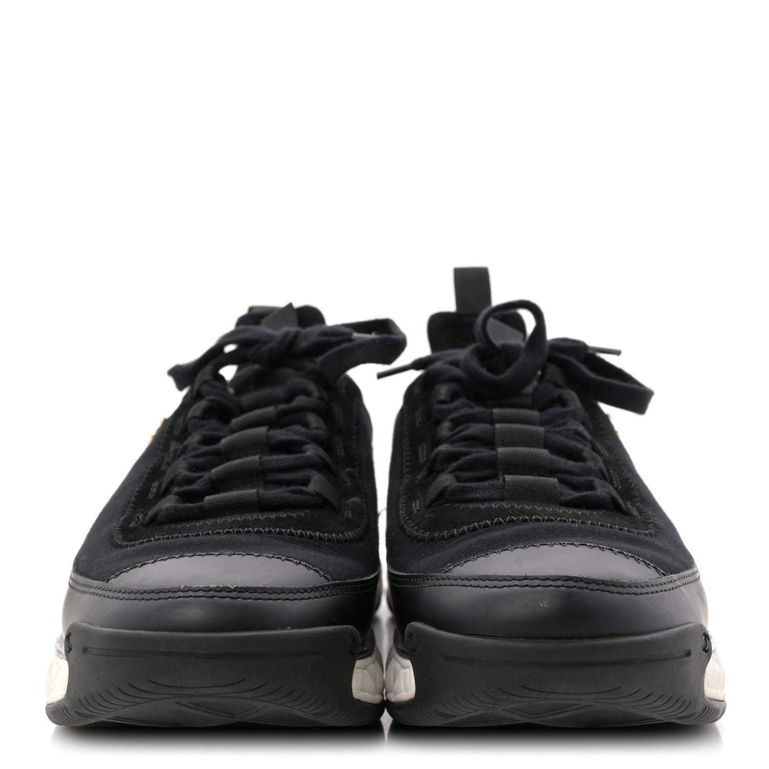 Chanel Velvet Calfskin Mixed Fibers CC Sneakers 40 Black