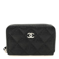 Caviar Quilted Zip Coin Purse Black