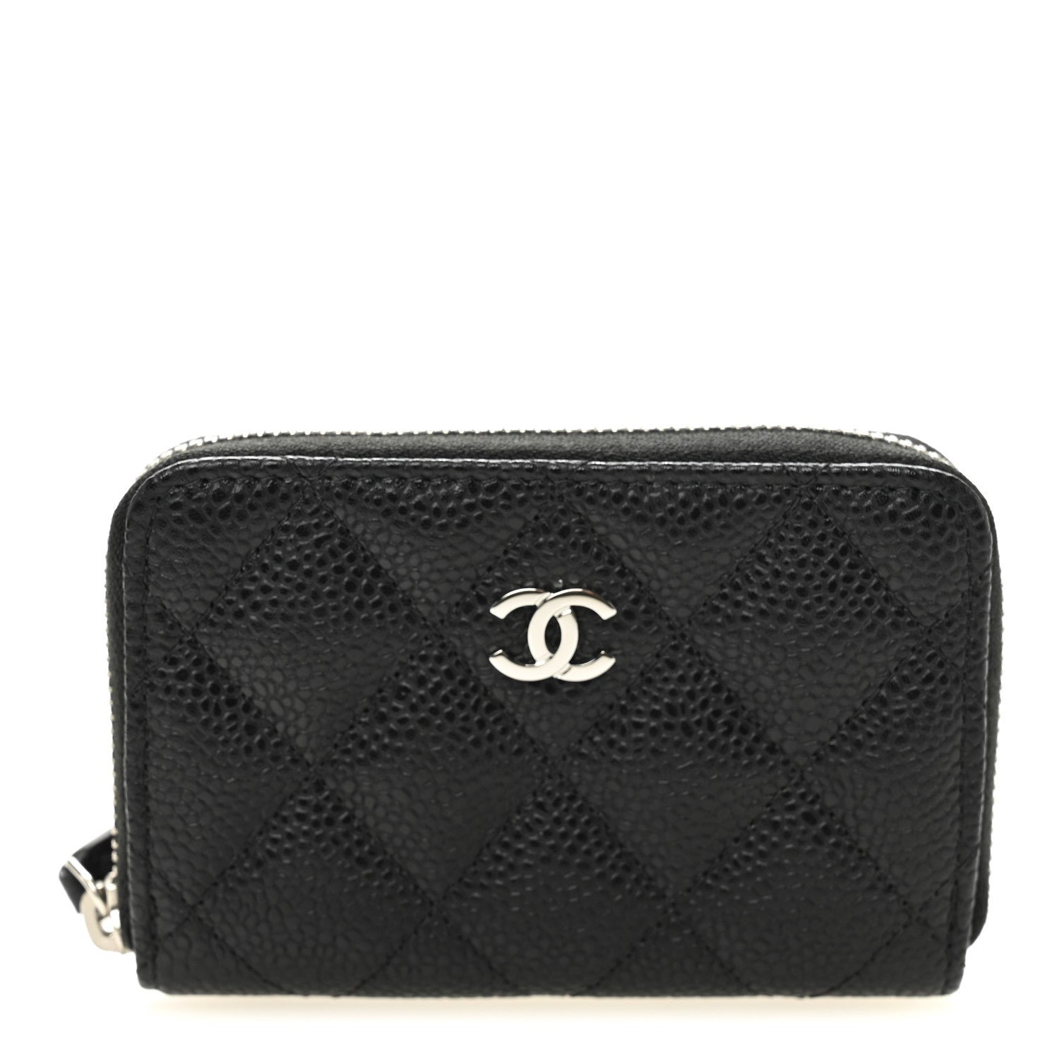 Caviar Quilted Zip Coin Purse Black