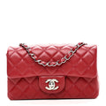 Chanel Lambskin Quilted Mini Rectangular Flap Red
