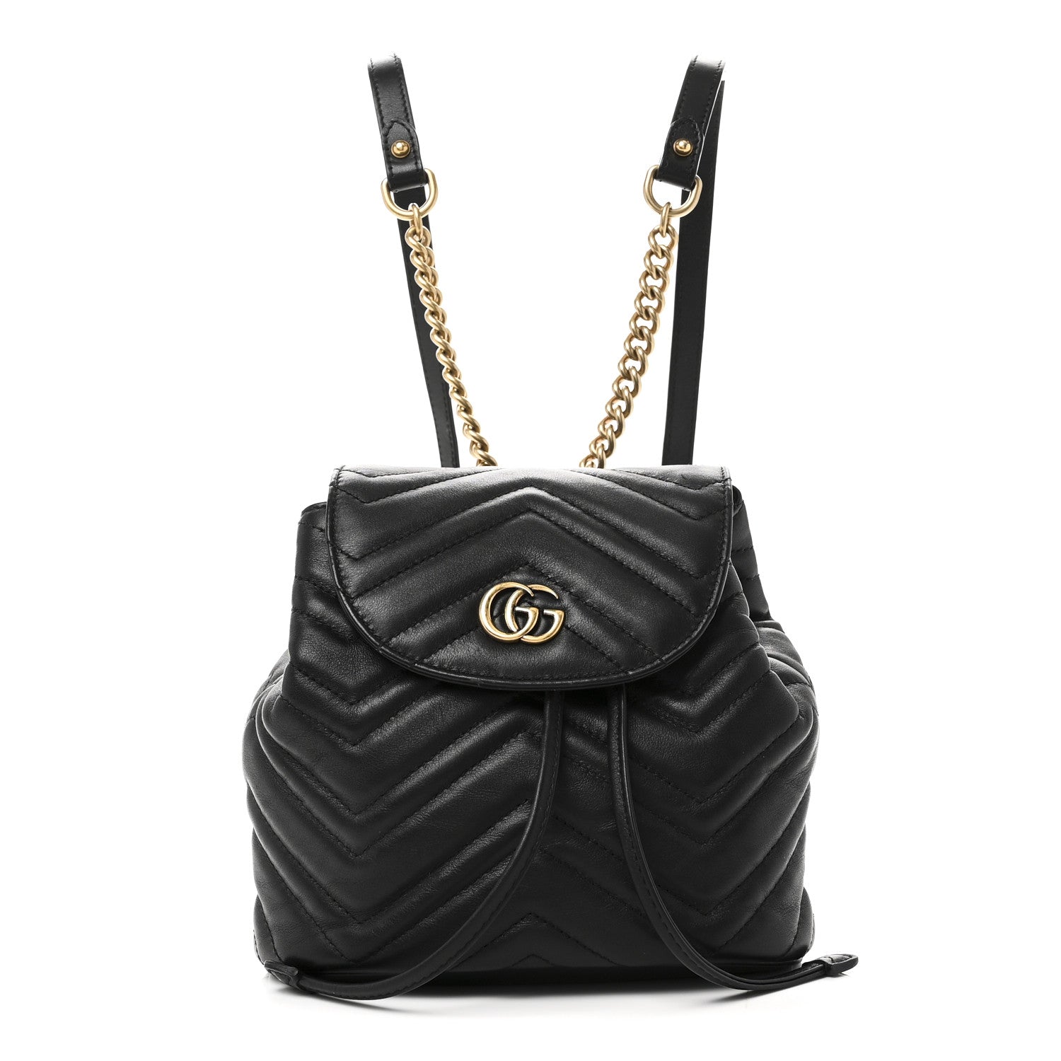 Gucci Calfskin Matelasse GG Marmont Flap Backpack Black