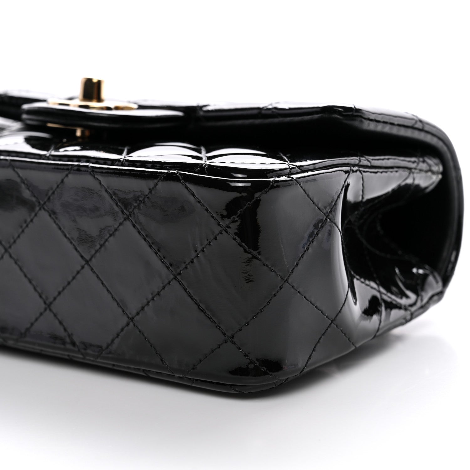 Chanel Patent Quilted Mini Top Handle Rectangular Flap Black
