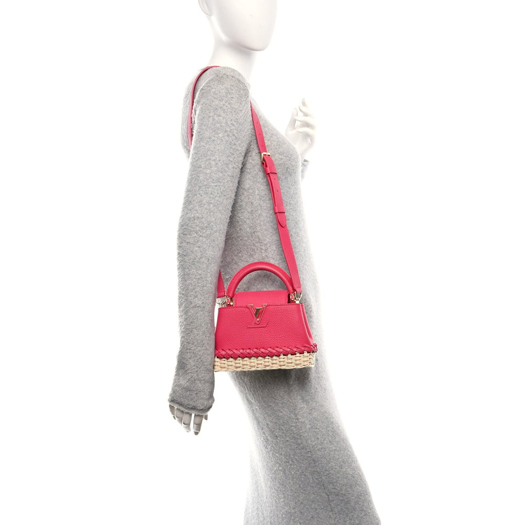 Louis Vuitton Rattan Taurillon Capucines Mini Magenta