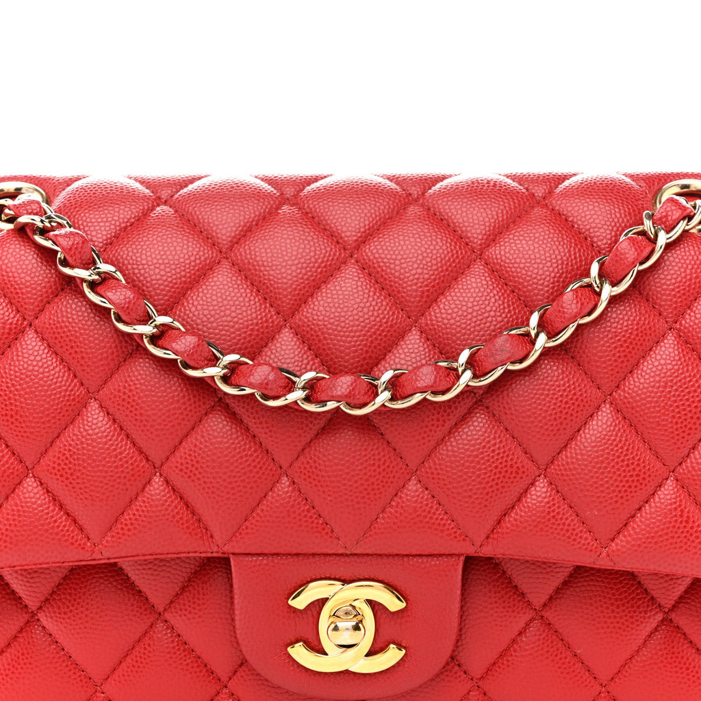 Chanel Caviar Quilted Medium Double Flap Red