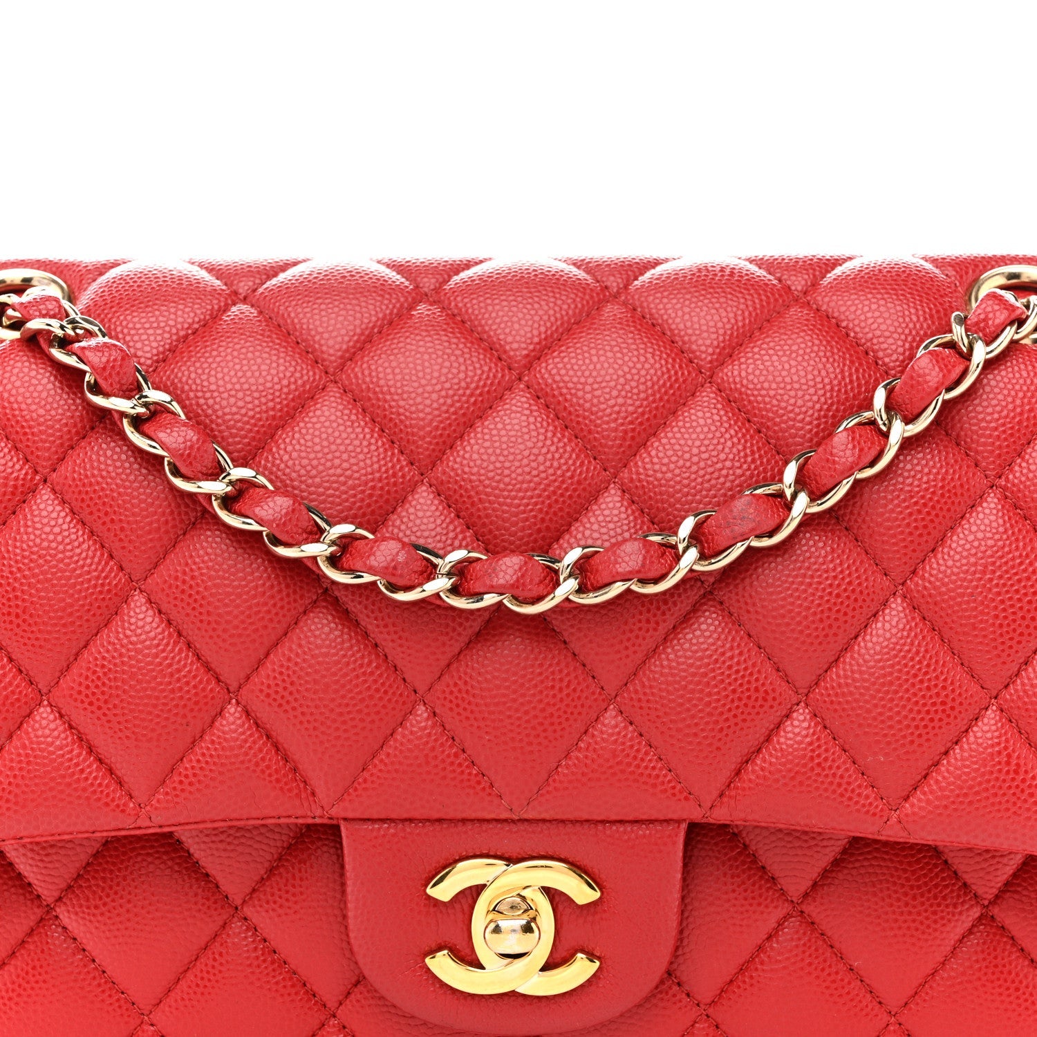 Chanel Caviar Quilted Medium Double Flap Red