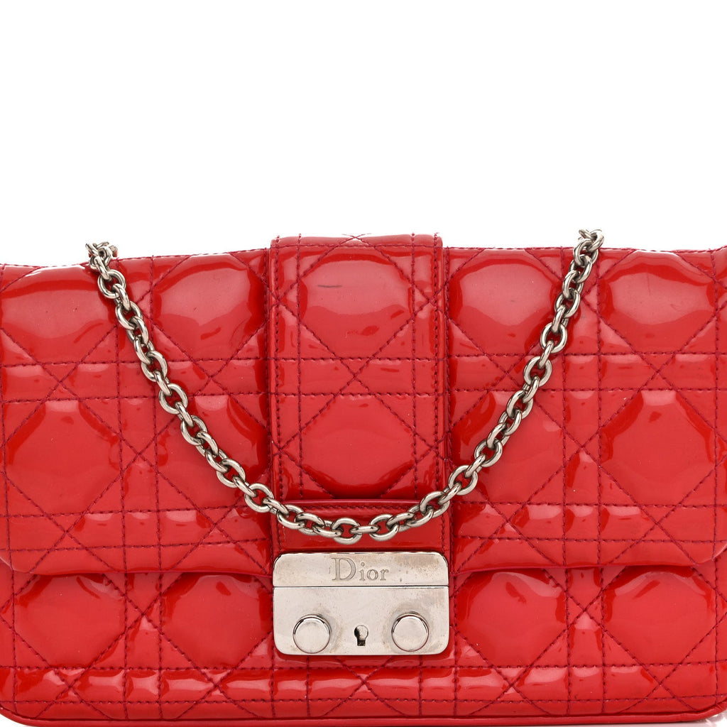 Christian Dior Patent Cannage New Lock Pouch Red