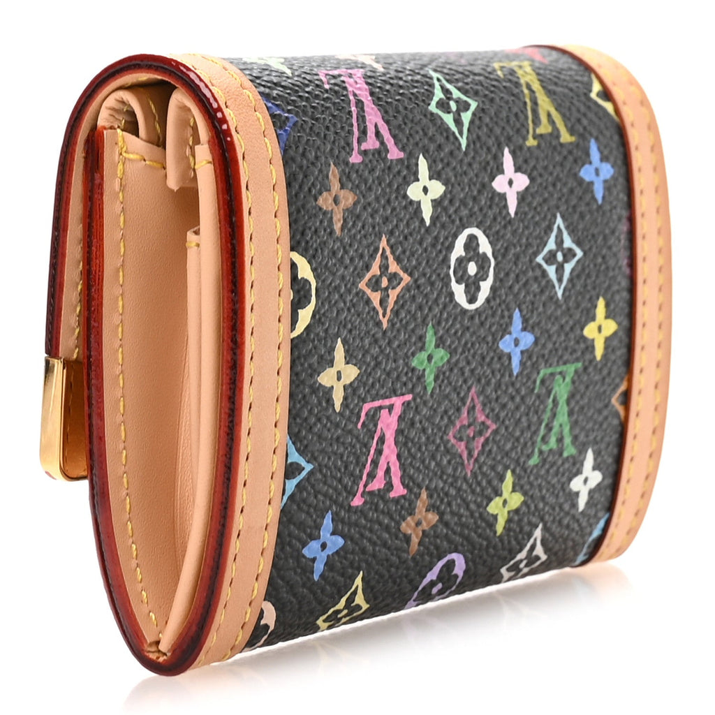 Louis Vuitton Monogram Multicolor Porte-Monnaie Plat Coin Purse Black