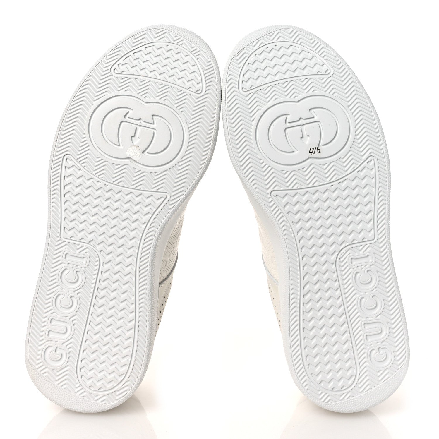 Gucci Calfskin GG Tennis Embossed Perforated Womens Platform 55mm Sneakers 40.5 Great White
