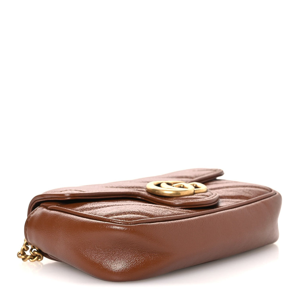 Gucci Azalea Calfskin Matelasse Diagonal Super Mini GG Marmont Shoulder Bag Cuir