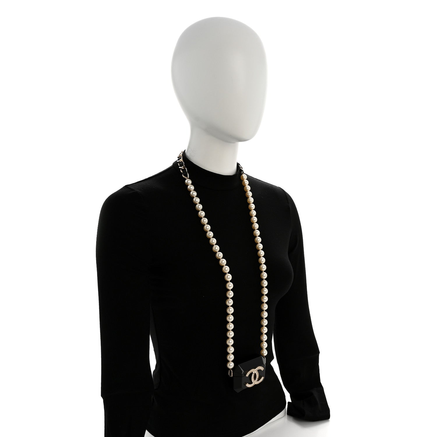 Resin Crystal Pearl Airpods Pro Holder Necklace Black Pearly White