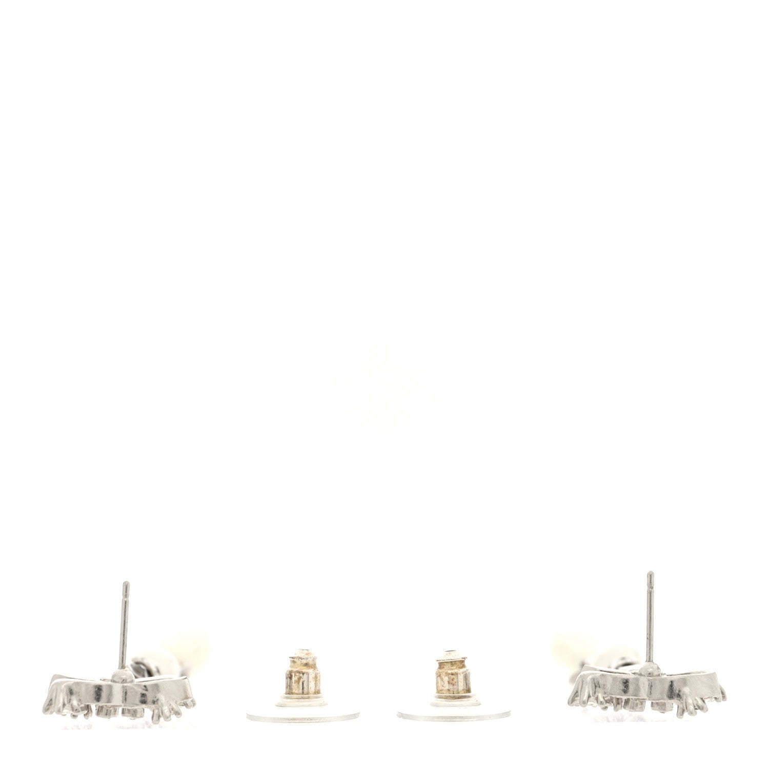 Crystal Pearl CC Drop Earrings Silver
