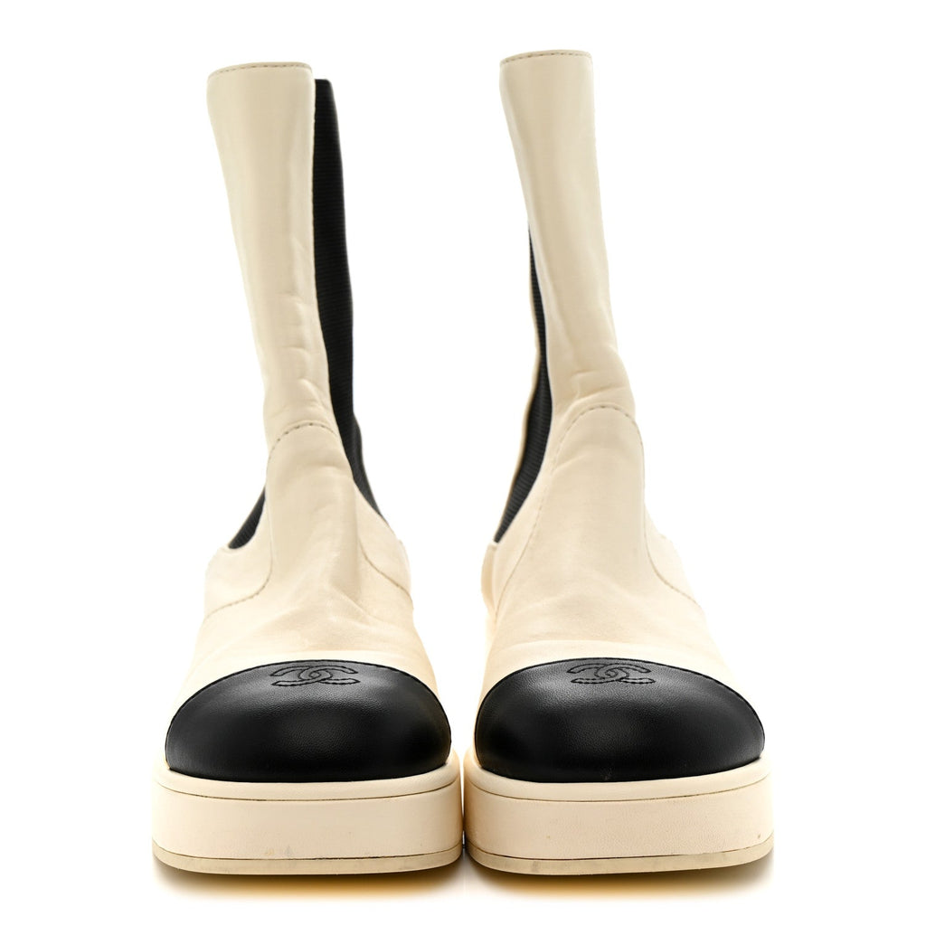 Cap Toe CC Ankle Boots 39.5 White Black
