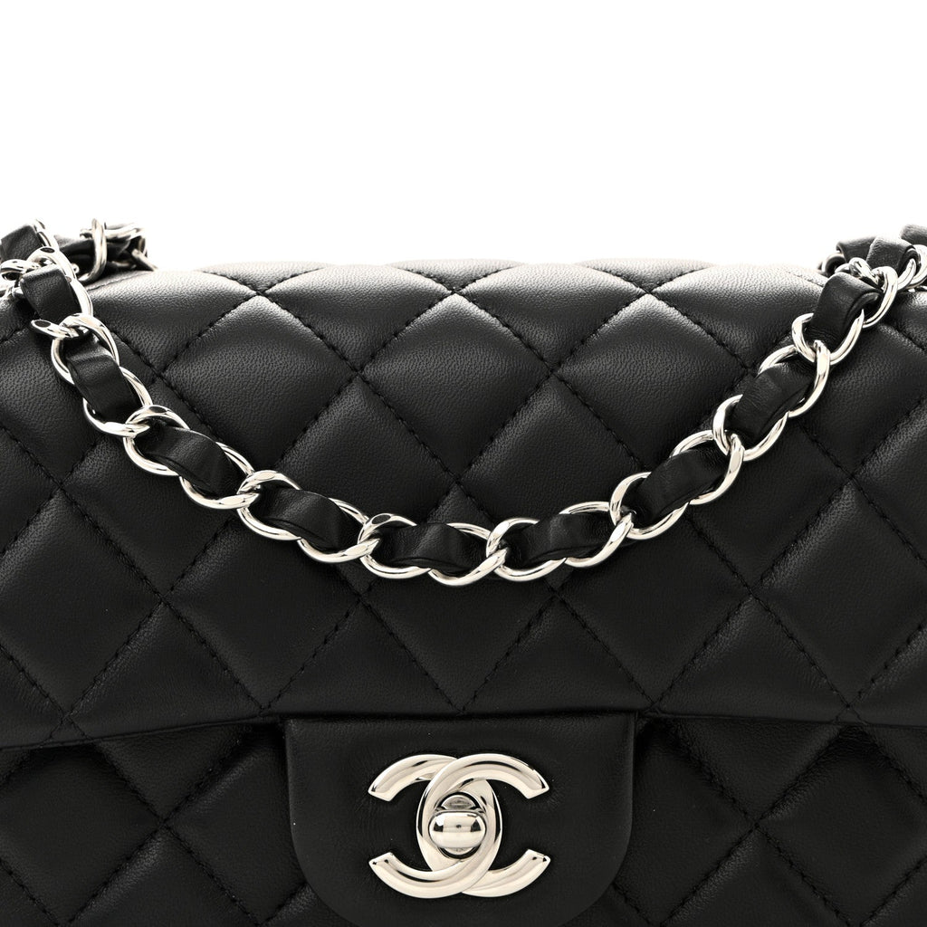 Chanel Lambskin Quilted Mini Rectangular Flap Black