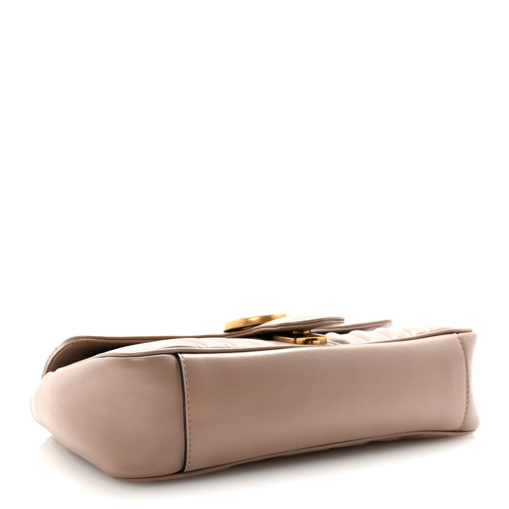 Gucci Calfskin Matelasse Small GG Marmont Shoulder Bag Porcelain Rose