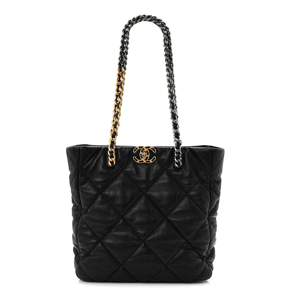 Chanel Lambskin Quilted Chanel 19 Shopping Bag Black