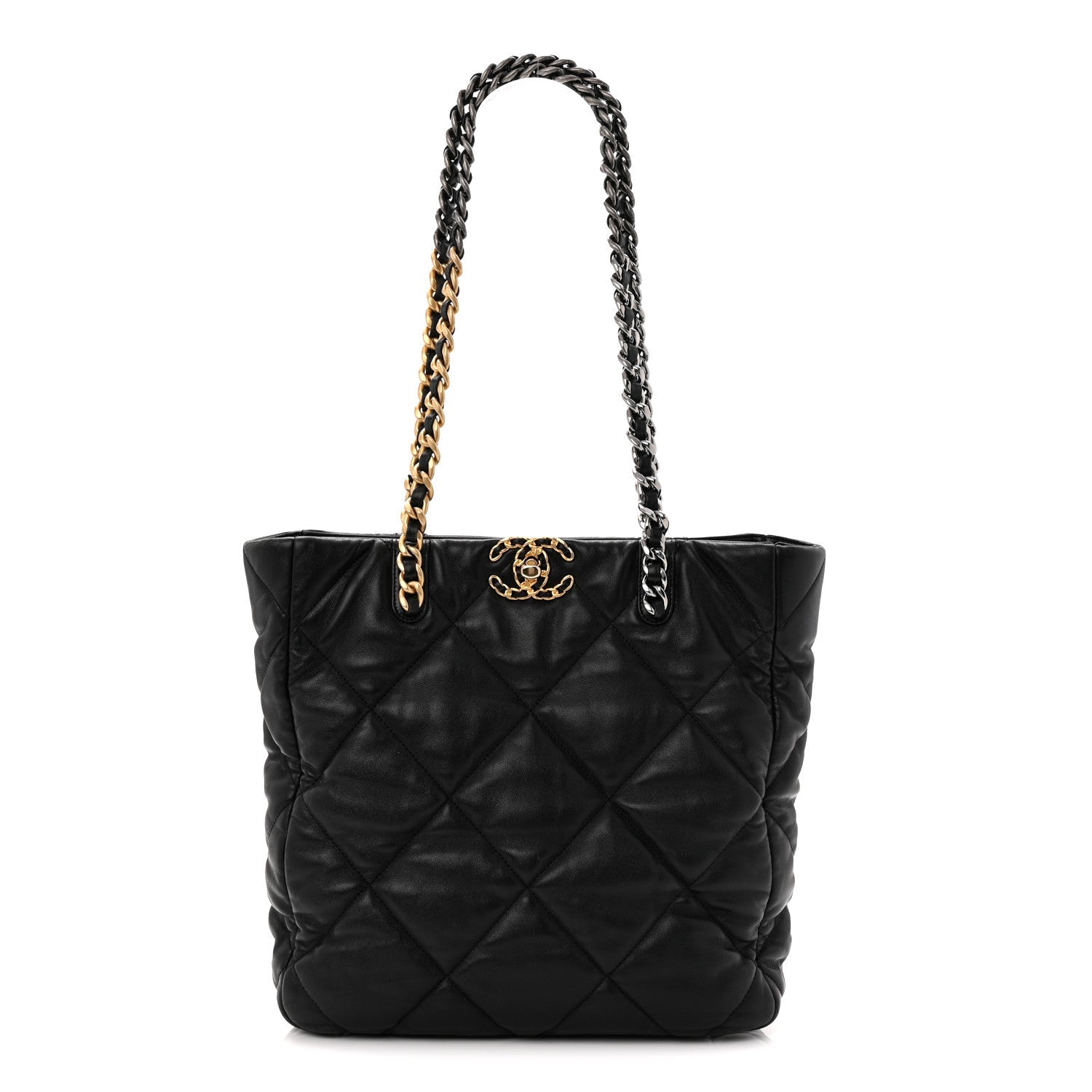 Chanel Lambskin Quilted Chanel 19 Shopping Bag Black