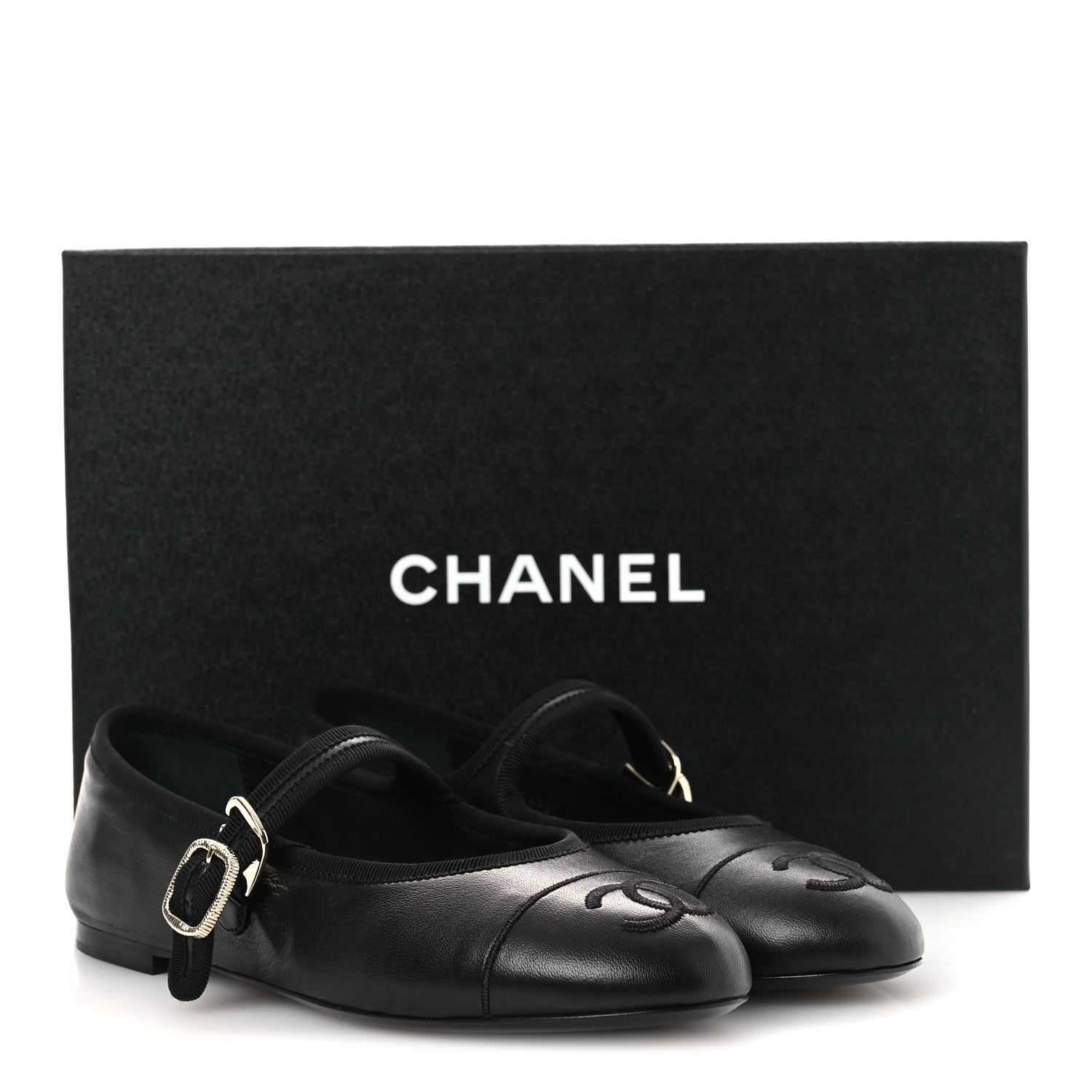 Lambskin Mary Jane Flats 37 Black