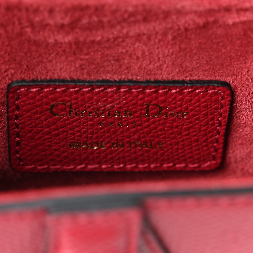 Christian Dior Grained Calfskin Mini Saddle Bag Red