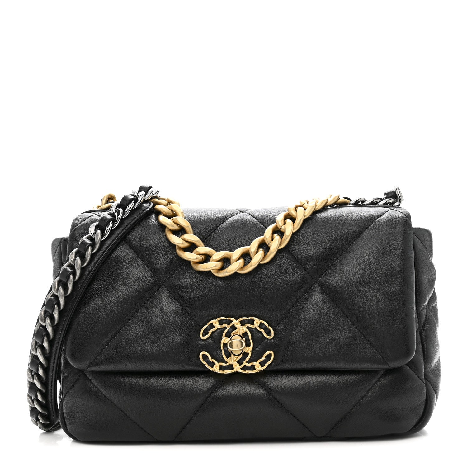 Chanel Lambskin Quilted Medium Chanel 19 Flap Black