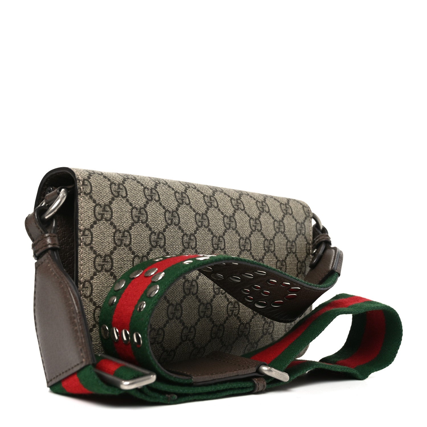 Gucci GG Supreme Web Monogram Textured Dollar Calfskin Dionysus Small Shoulder Bag Beige Ebony New Acero