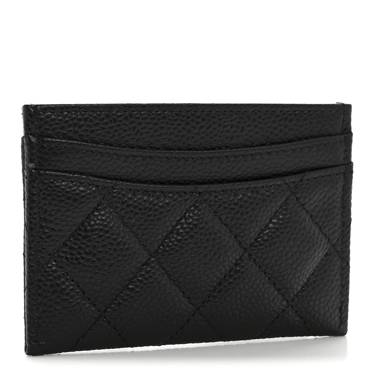 Caviar Quilted Card Holder Black