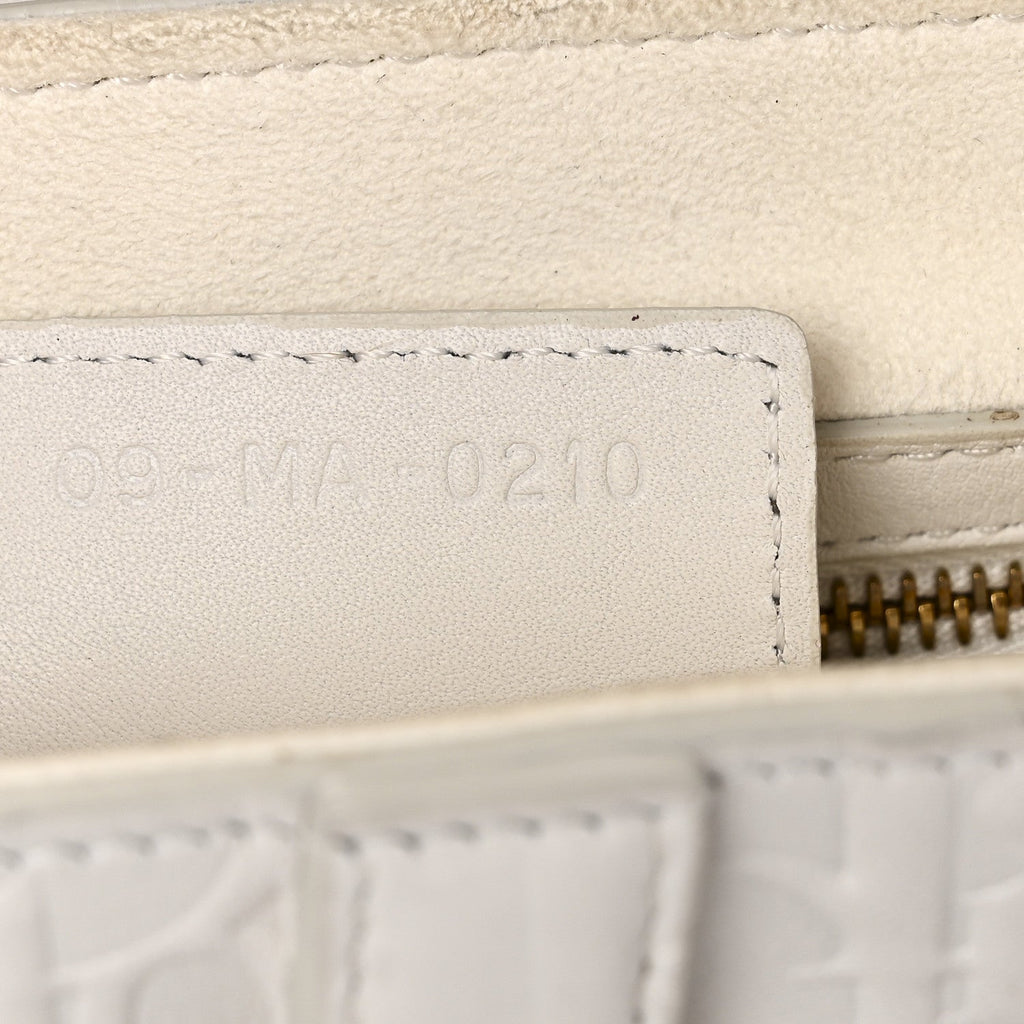 Christian Dior Calfskin Embossed Oblique Saddle Bag White