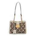 Gucci GG Supreme Monogram Berry Textured Dollar Calfskin Small Padlock Tote Beige Ebony Light Copper Mystic White