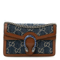 Gucci New Denim GG Monogram Dollar Calfskin Enamel Super Mini Dionysus Shoulder Bag Blue Tea Cuir Epilog Electric Blue