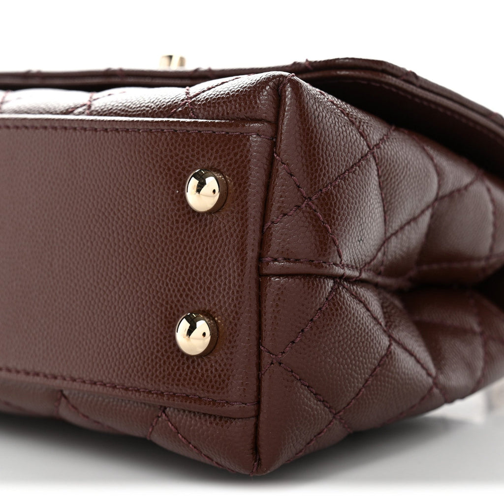Chanel Caviar Quilted Extra Mini Coco Handle Flap Dark Brown