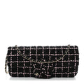 Chanel Tweed Quilted East West Camellia Clutch Black Pink
