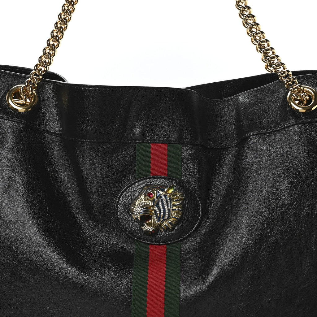 Gucci Calfskin Large Rajah Chain Tote Black