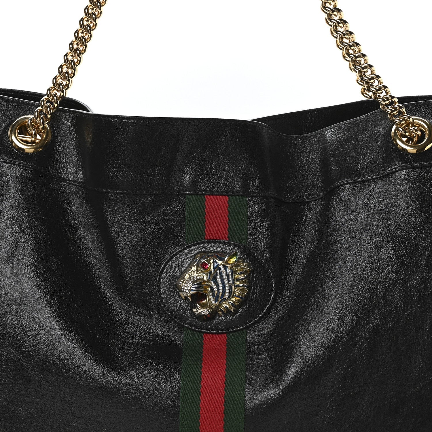 Gucci Calfskin Large Rajah Chain Tote Black