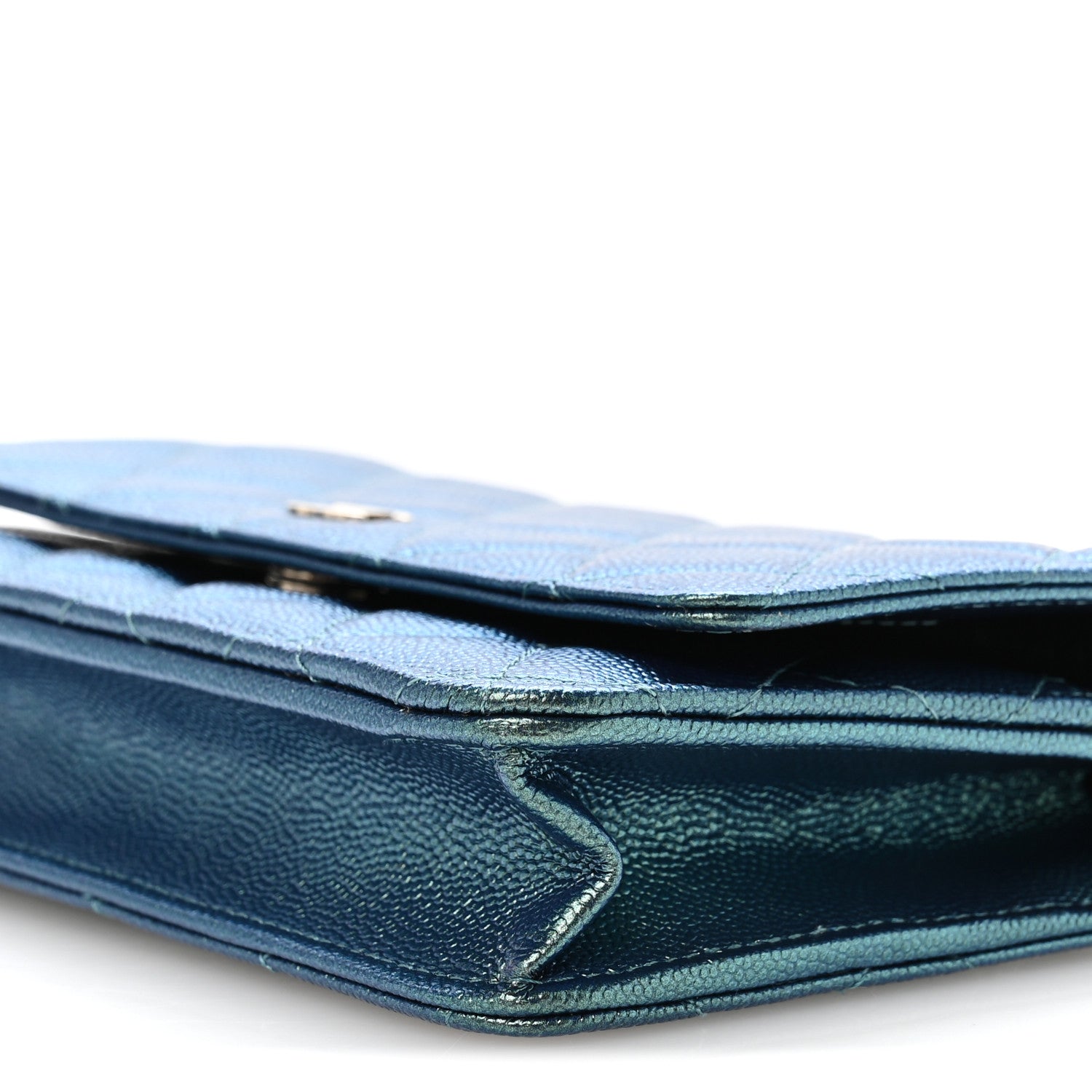 Chanel Iridescent Caviar Quilted Wallet on Chain WOC Dark Blue